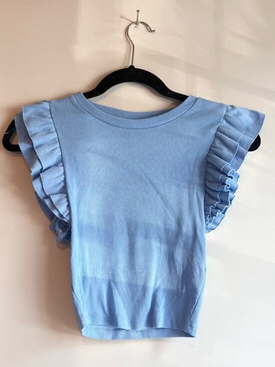 Tops - Blue Ruffle Sleeve Top